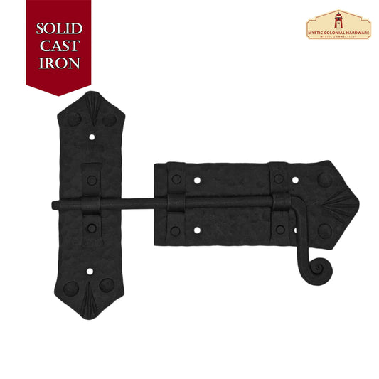 Iron Gate Latch Black Flip Latches, Heavy Duty Cast Iron Drop Latch, for Old Farm Barn Shed Cabinet Shutter Antique Privacy Door Hardware