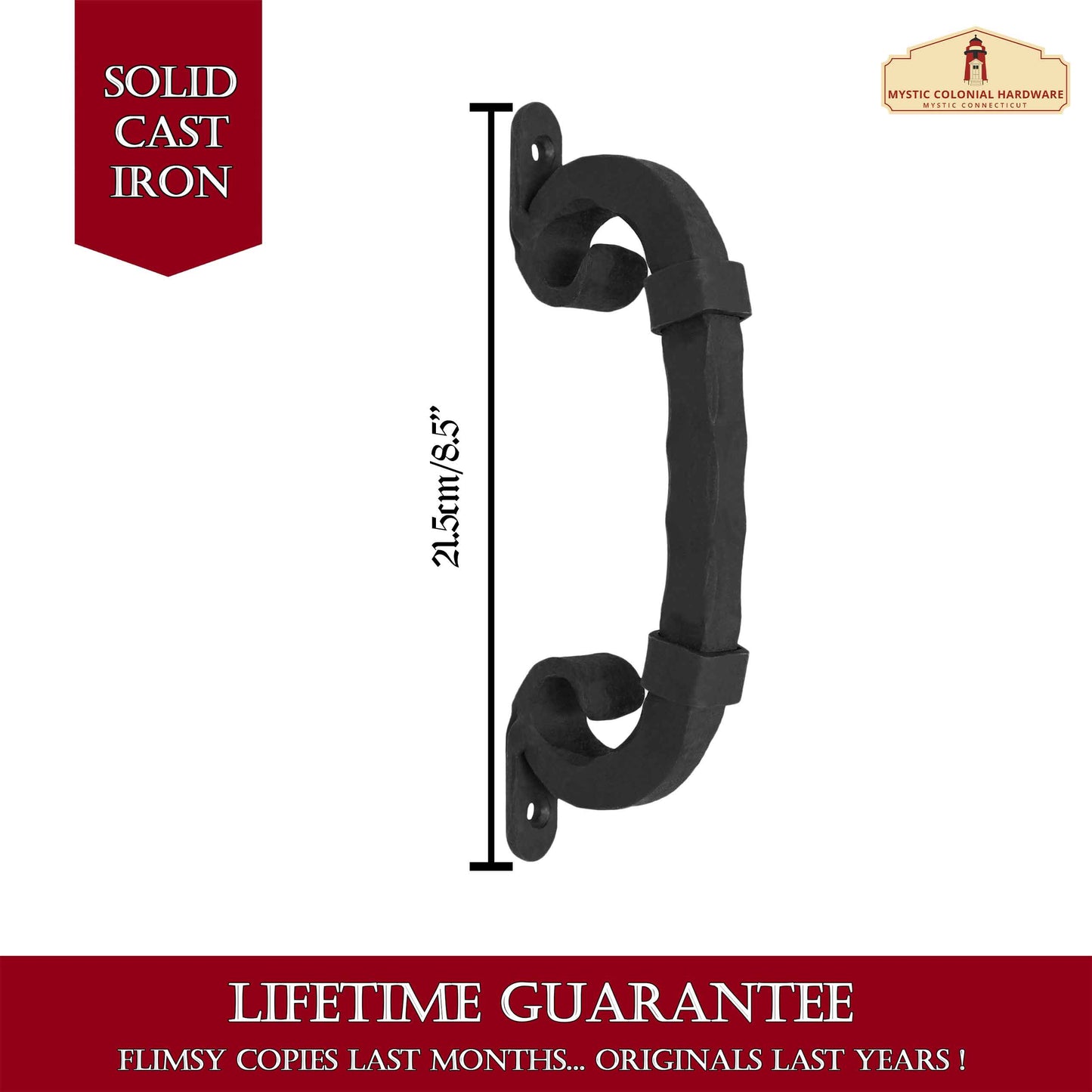 Medieval Style Castle Door Handle: Solid Hand Forged Iron