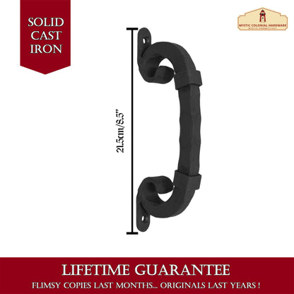 Medieval Style Castle Door Handle: Solid Hand Forged Iron