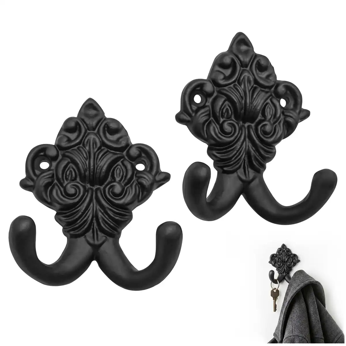 Double Prong Wall Hooks Set of 2
