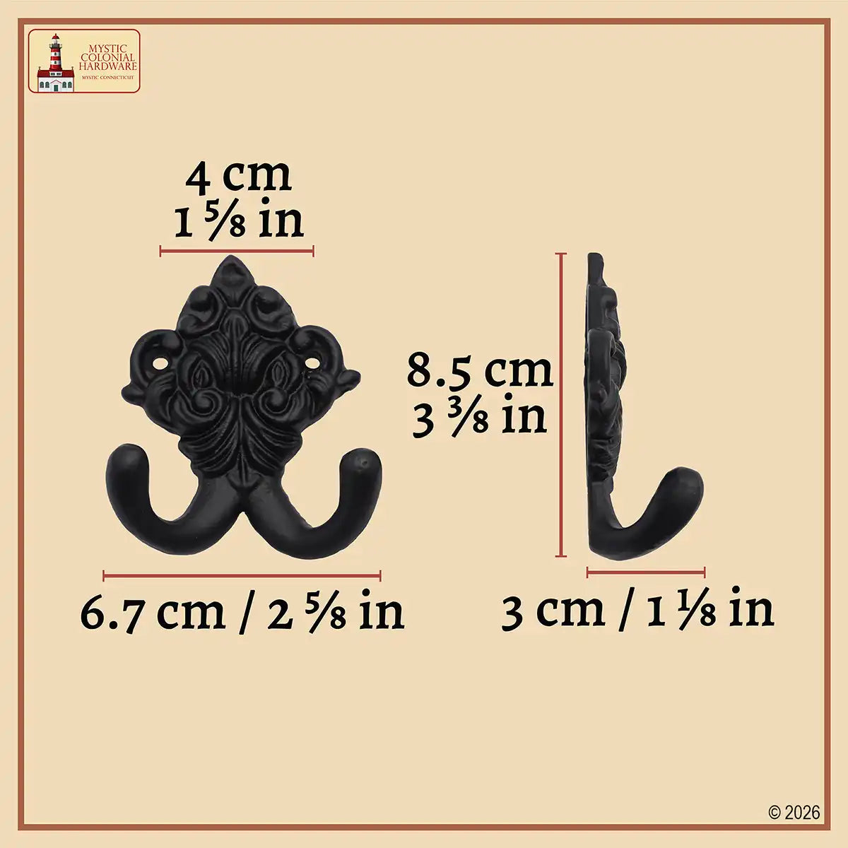 Double Prong Wall Hooks Set of 2