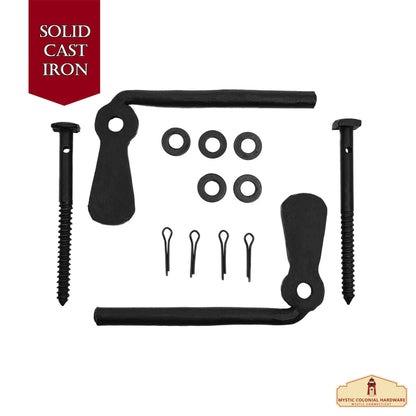 Hand Forged Iron Offset Beacon Hill Shutter TIEBACKS - Set of 2 - Oil Blackened Pair