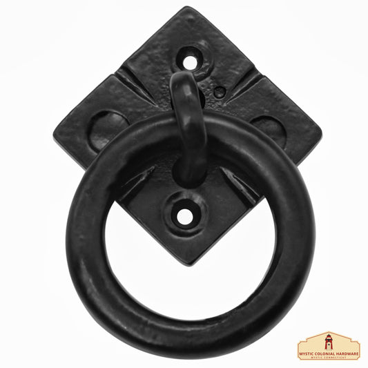 Small Ring Door Knocker - TRUE SOLID FORGED IRON - Blackened Hammered finish