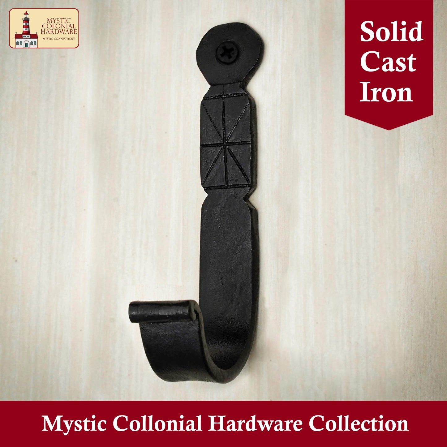 Rustic Forged Iron Wall Hooks, Heavy Duty Retro Utility Hooks for Hanging Coat, Bag, Towel, Robe, Hat and More, Finish : Oil Blackened