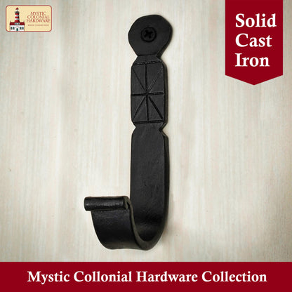 Rustic Forged Iron Wall Hooks, Heavy Duty Retro Utility Hooks for Hanging Coat, Bag, Towel, Robe, Hat and More, Finish : Oil Blackened