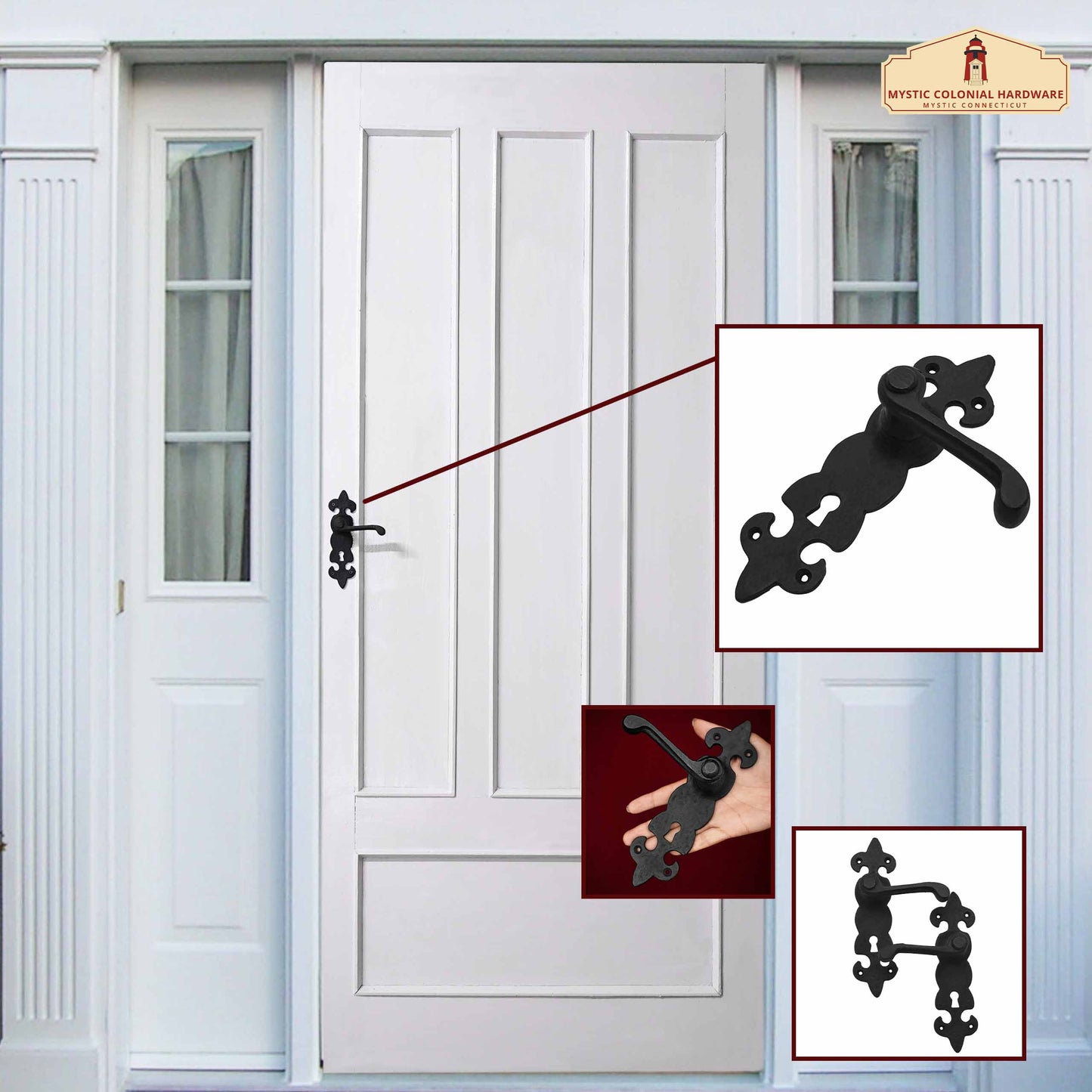 Rustic Cast Iron Door Latch Set of 2: Ideal for Victorian, Colonial, Retro, Steampunk, Gothic, Baroque, and Medieval Settings, (19.5x11.8) cm