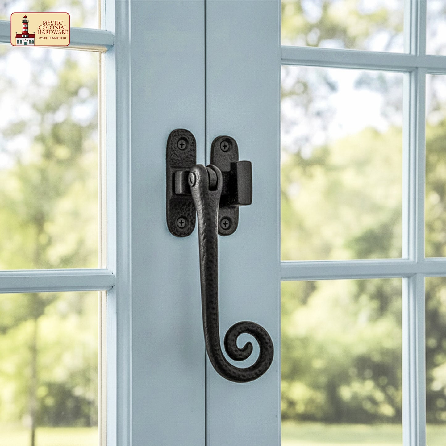 Rustic Cast Iron Curly Reversible Casement Window Door Latch: Ideal for Victorian, Colonial, Retro, Steampunk, Gothic, Baroque, and Medieval Settings, (12.2x6) cm