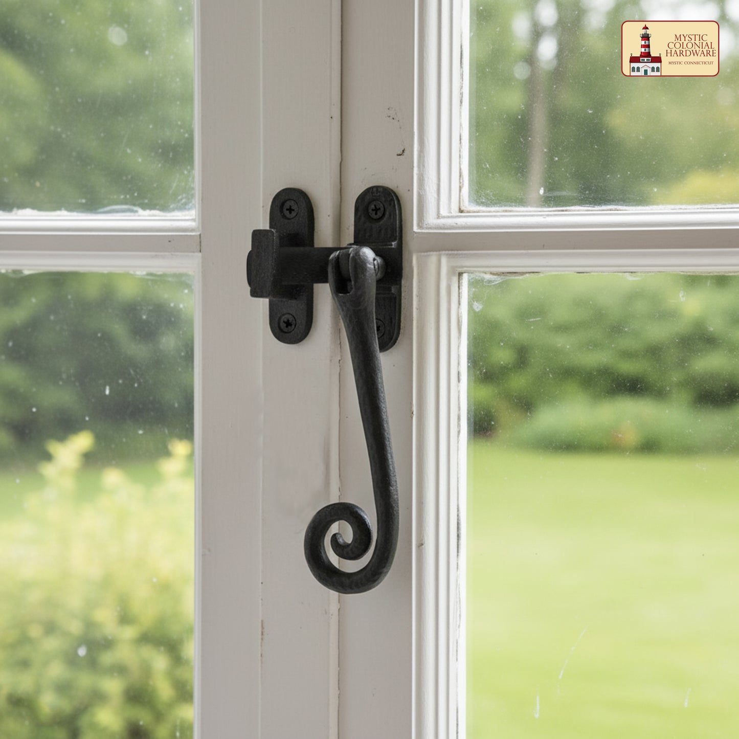 Rustic Cast Iron Curly Reversible Casement Window Door Latch: Ideal for Victorian, Colonial, Retro, Steampunk, Gothic, Baroque, and Medieval Settings, (12.2x6) cm