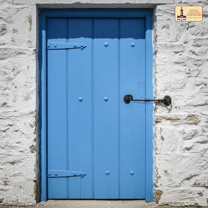 Black Wrought Iron Cabin Hook Eye 7.5" Long Large Decorative Privacy Hook Latches for Cabinet Window Kitchen Sliding Or Barn Doors : Pack of 2