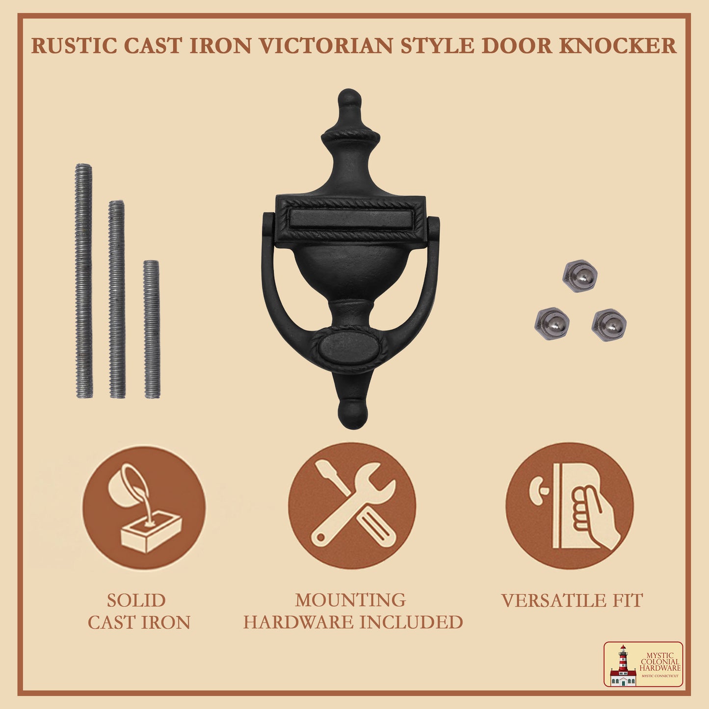 Solid Cast Iron Urn Front Door Knocker