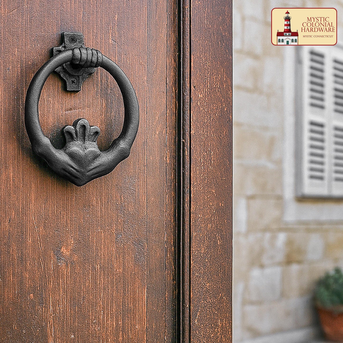 Claddagh Door Knocker Solid Forged Iron Victorian, Colonial, Retro, Steampunk, Gothic, Baroque Medieval