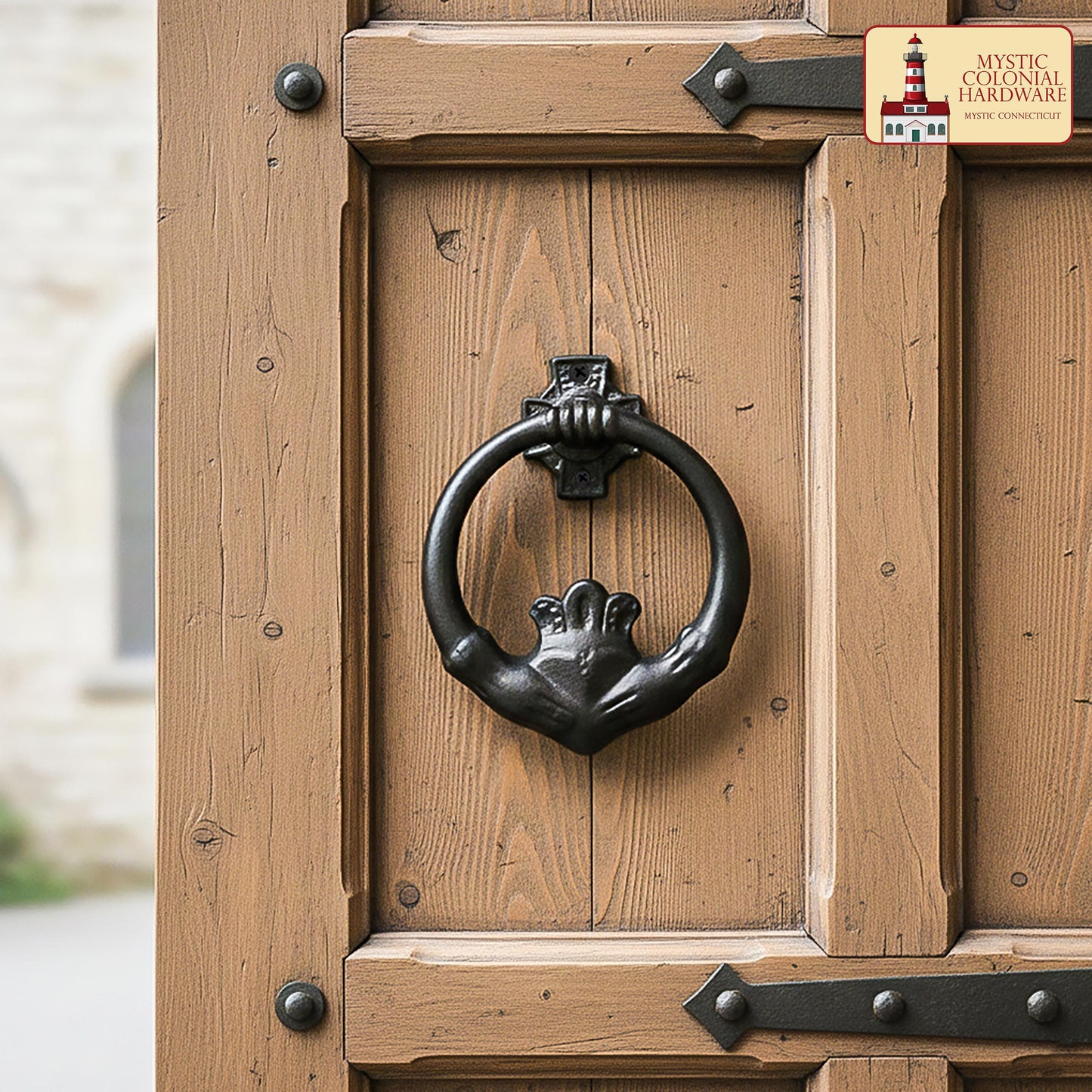 Claddagh Door Knocker Solid Forged Iron Victorian, Colonial, Retro, Steampunk, Gothic, Baroque Medieval