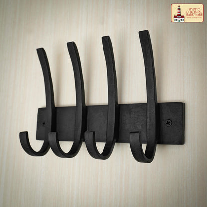 Hand Forged Iron Coat Rack with Hooks