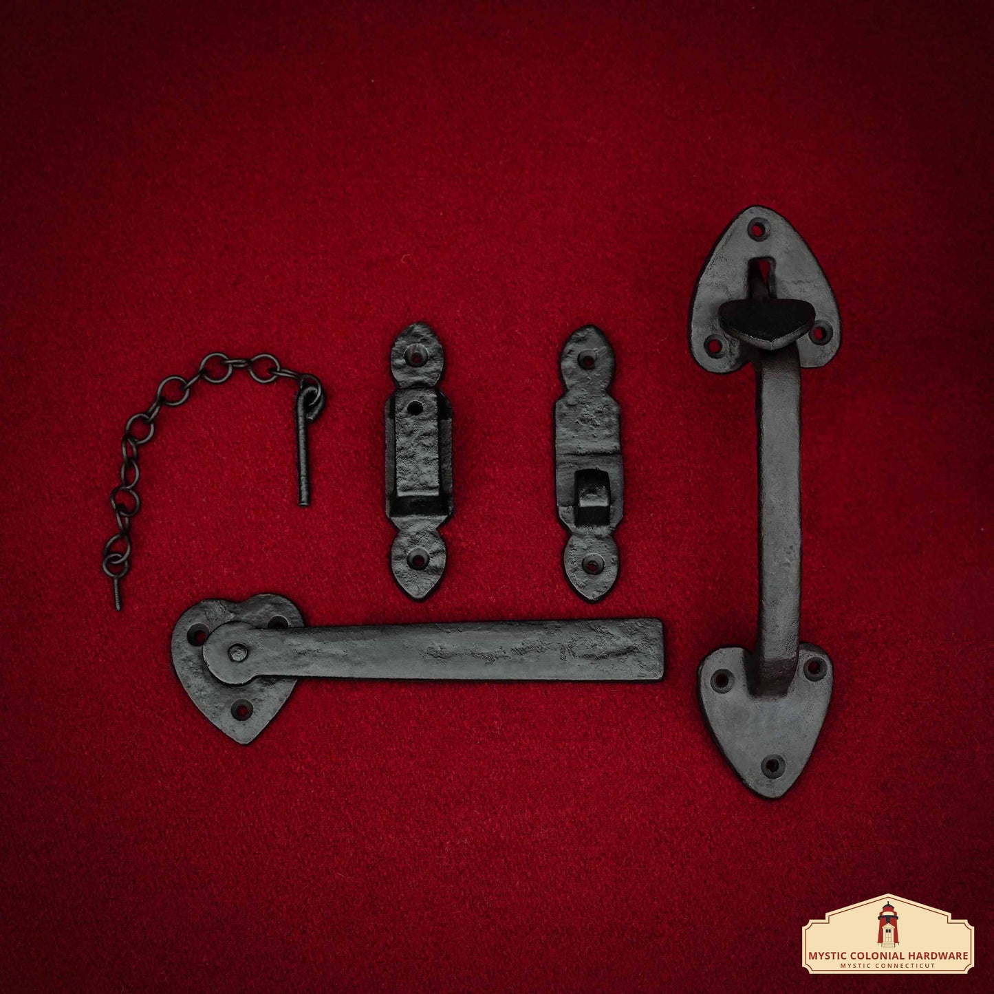 Rustic Hand Forged Iron Door Lock Latch and Handle: Ideal for Victorian, Colonial, Retro, Steampunk, Gothic, Baroque, and Medieval Settings, 19.5 cm
