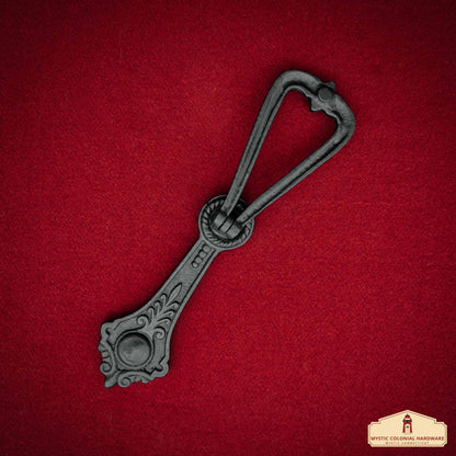 Rustic Cast Iron Georgian Twist Door Knocker: Ideal for Victorian, Colonial, Retro, Steampunk, Gothic, Baroque, and Medieval Settings, (17.2x7) cm