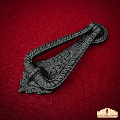 Rustic Cast Iron Georgian Twist Door Knocker: Ideal for Victorian, Colonial, Retro, Steampunk, Gothic, Baroque, and Medieval Settings, (17.2x7) cm