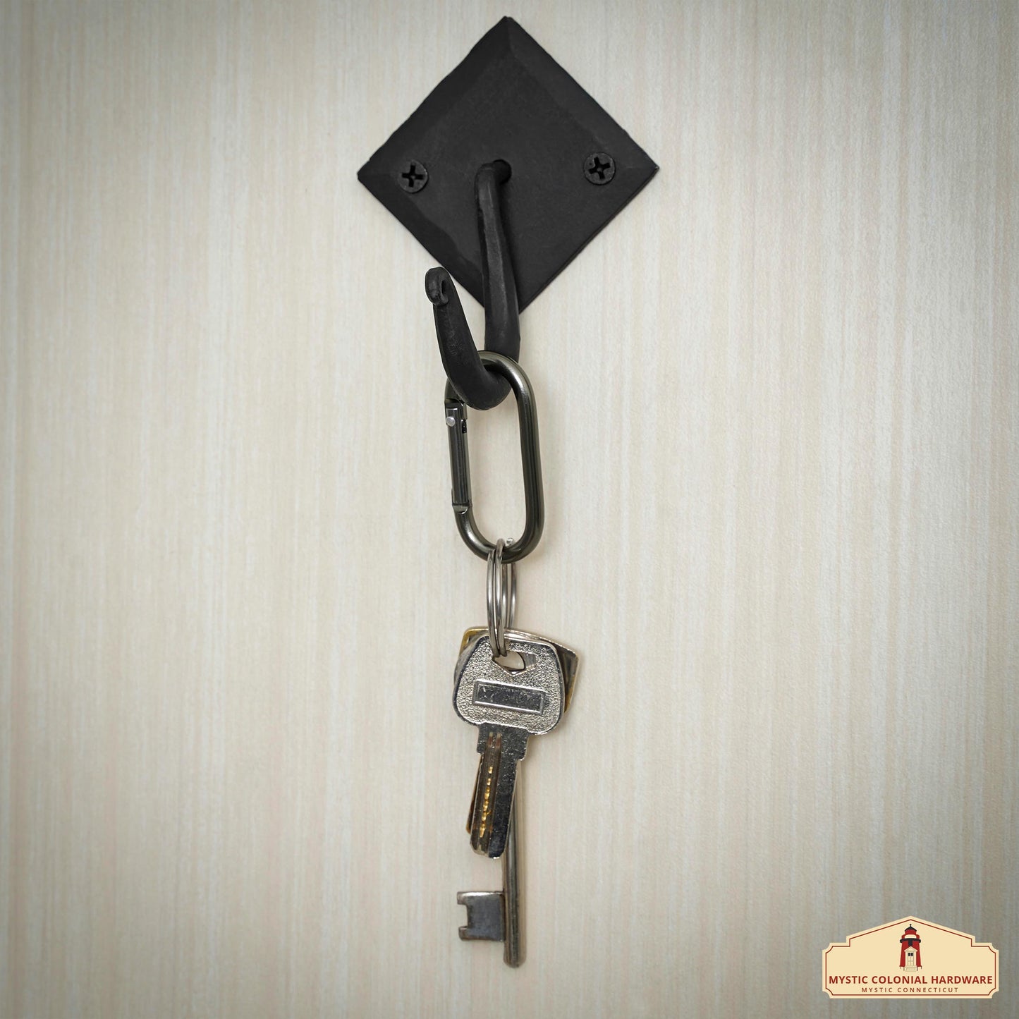 Rustic Hand Forged Iron Wall Hook with Two Hangers: Ideal for Victorian, Colonial, Retro, Steampunk, Gothic, and Baroque Settings 9.1 cm