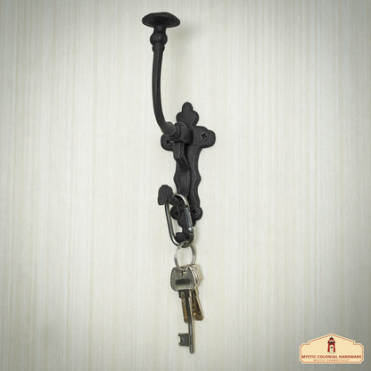 Rustic Cast Iron Wall Hooks : Ideal for Victorian, Colonial, Retro, Steampunk, Gothic, and Baroque Settings (19.4x5.3) cm
