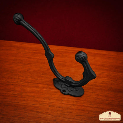 Rustic Cast Iron Wall Hooks Set of 2 : Ideal for Victorian, Colonial, Retro, Steam punk, Gothic, and Baroque Settings (16.5x4) cm