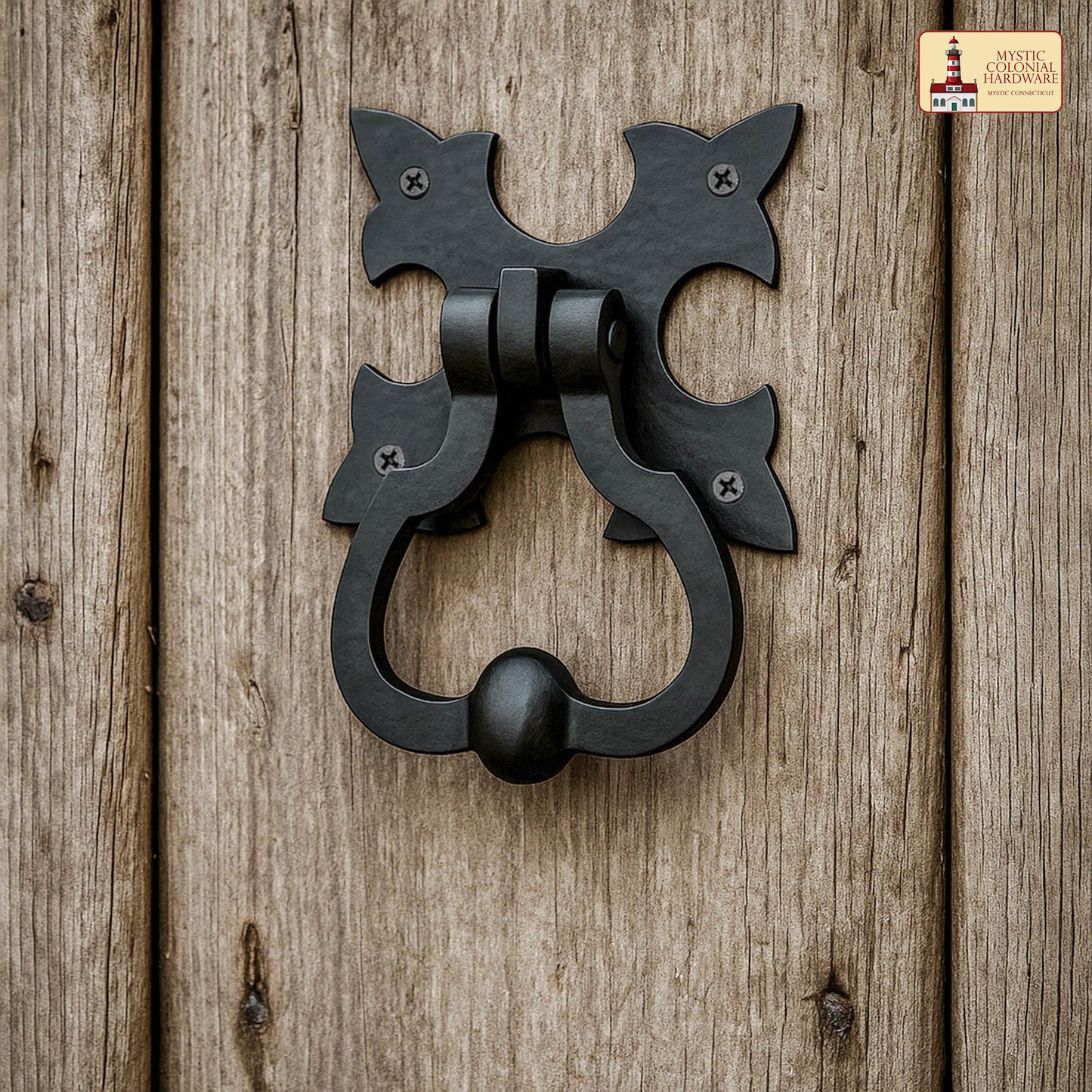 Gothic Iron Made Forged Door Knocker, Black, Old Medieval Look