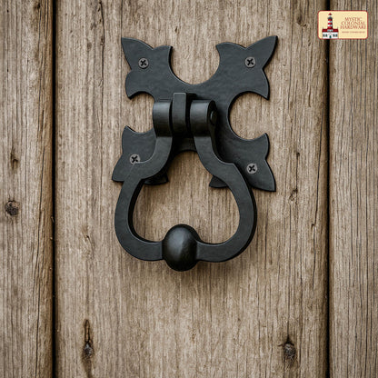 Gothic Iron Made Forged Door Knocker, Black, Old Medieval Look