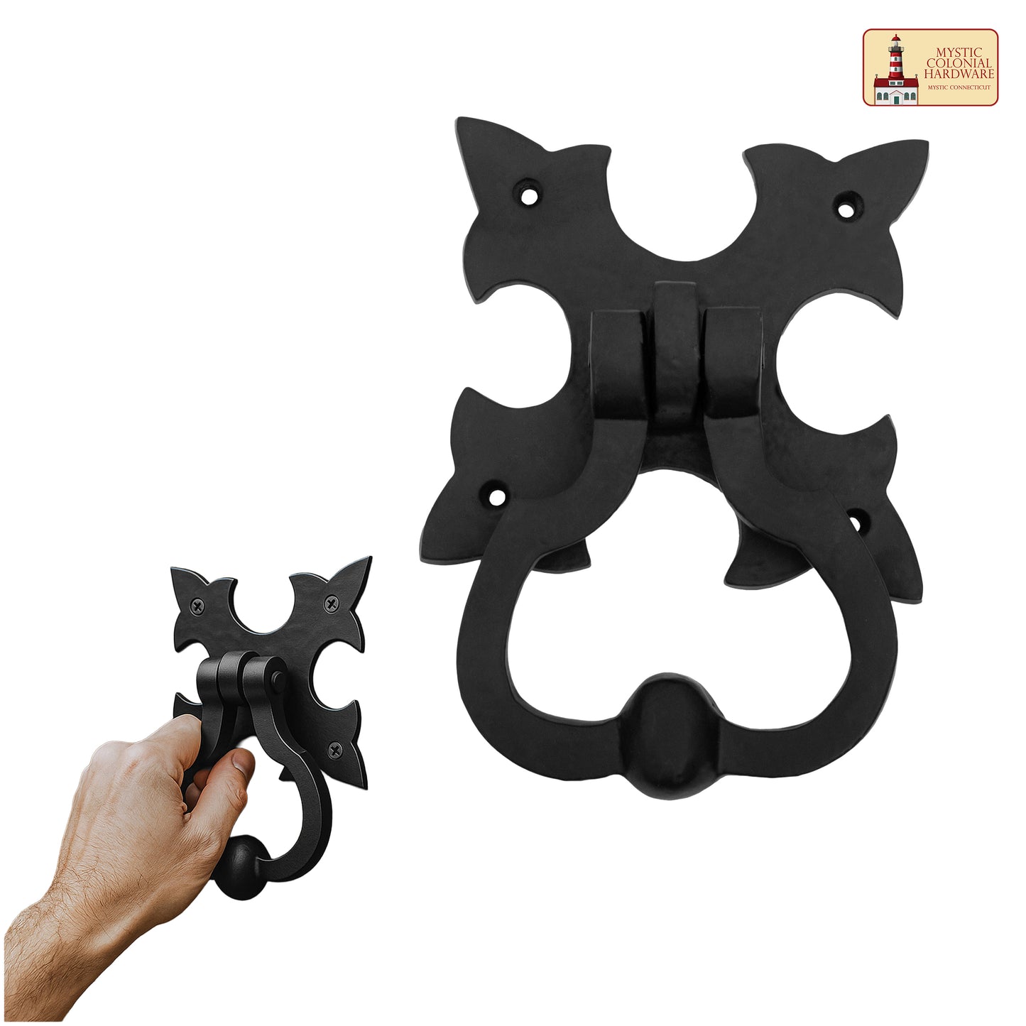 Gothic Iron Made Forged Door Knocker, Black, Old Medieval Look