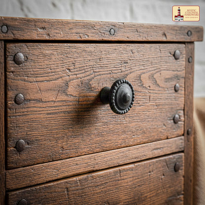 Hand Forged Iron Cabinet Knob Pull Antique Rustic Knobs for Kitchen Cabinet Drawer Pull Handles with Hardware: Pack of 4