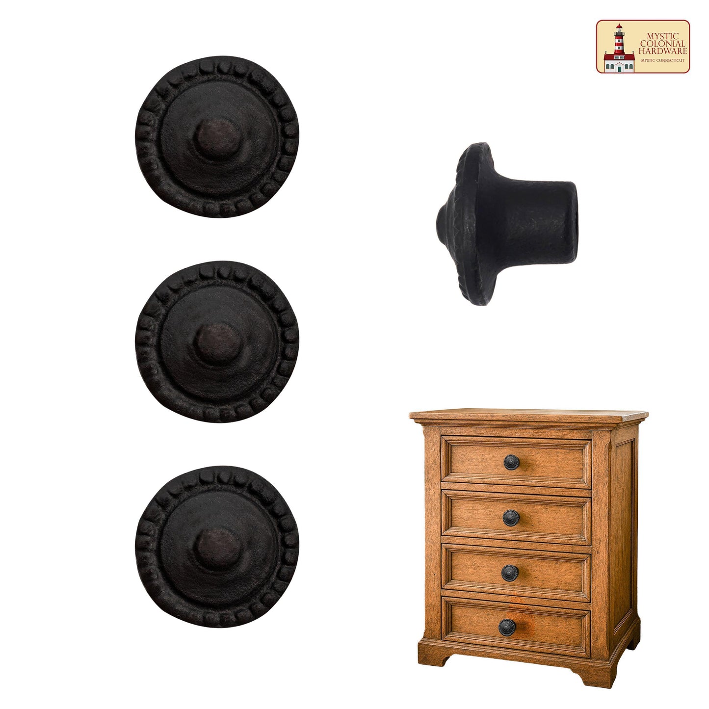 Hand Forged Iron Cabinet Knob Pull Antique Rustic Knobs for Kitchen Cabinet Drawer Pull Handles with Hardware: Pack of 4