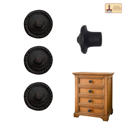 Hand Forged Iron Cabinet Knob Pull Antique Rustic Knobs for Kitchen Cabinet Drawer Pull Handles with Hardware: Pack of 4