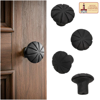 Hand Forged Iron Cabinet Knob Pull Antique Rustic Knobs for Kitchen Cabinet Drawer Pull Handles with Hardware: Pack of 4