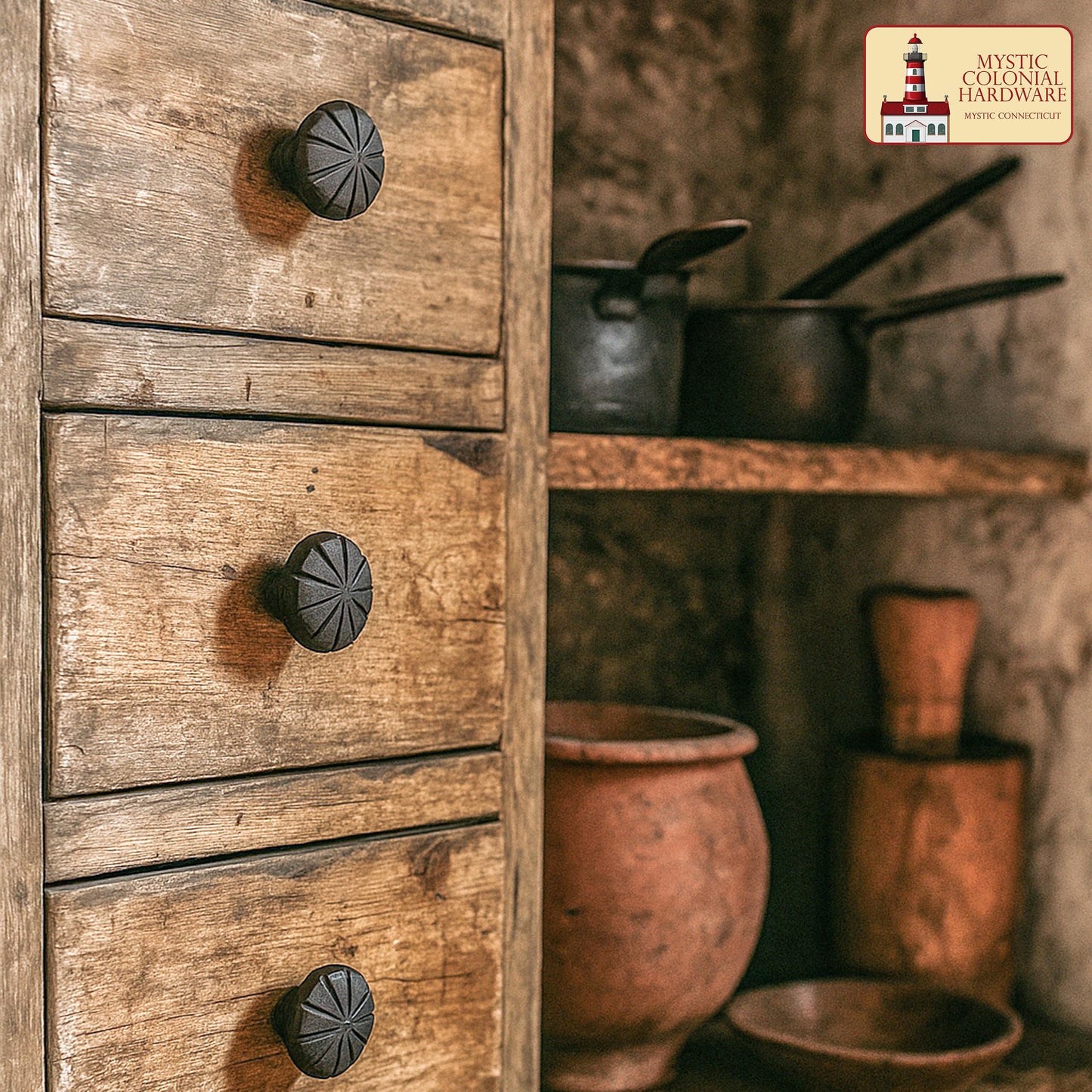 Hand Forged Iron Cabinet Knob Pull Antique Rustic Knobs for Kitchen Cabinet Drawer Pull Handles with Hardware: Pack of 4