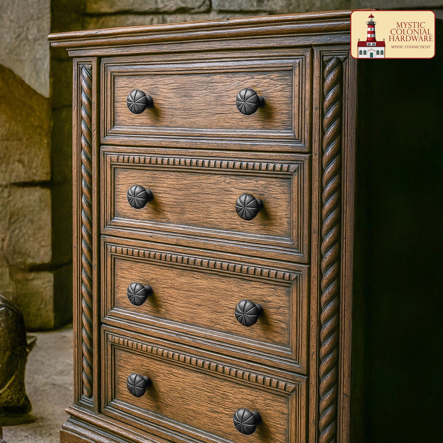 Hand Forged Iron Cabinet Knob Pull Antique Rustic Knobs for Kitchen Cabinet Drawer Pull Handles with Hardware: Pack of 4