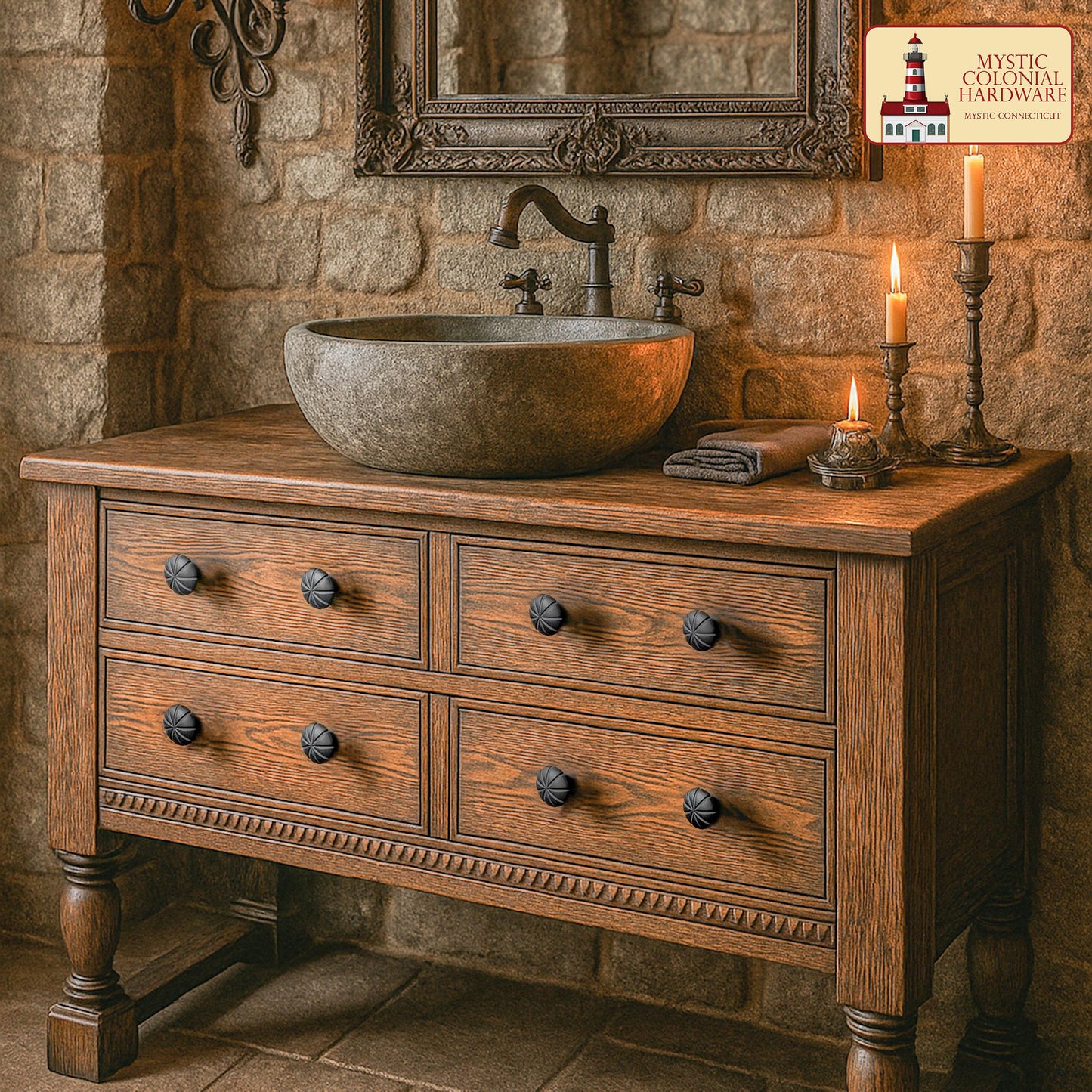 Hand Forged Iron Cabinet Knob Pull Antique Rustic Knobs for Kitchen Cabinet Drawer Pull Handles with Hardware: Pack of 4