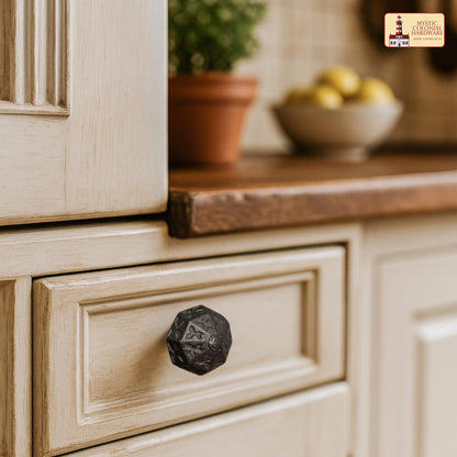 Hand Forged Iron  Knob SOLID CAST IRON Victorian, Colonial, retro, steampunck, gothic, baroque medieval