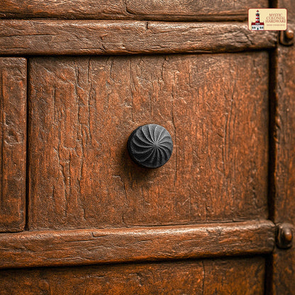 Hand Forged Iron Knob Set of 4 Pcs Solid CAST Iron Victorian, Colonial, Retro, Steampunck, Gothic, Baroque Medieval