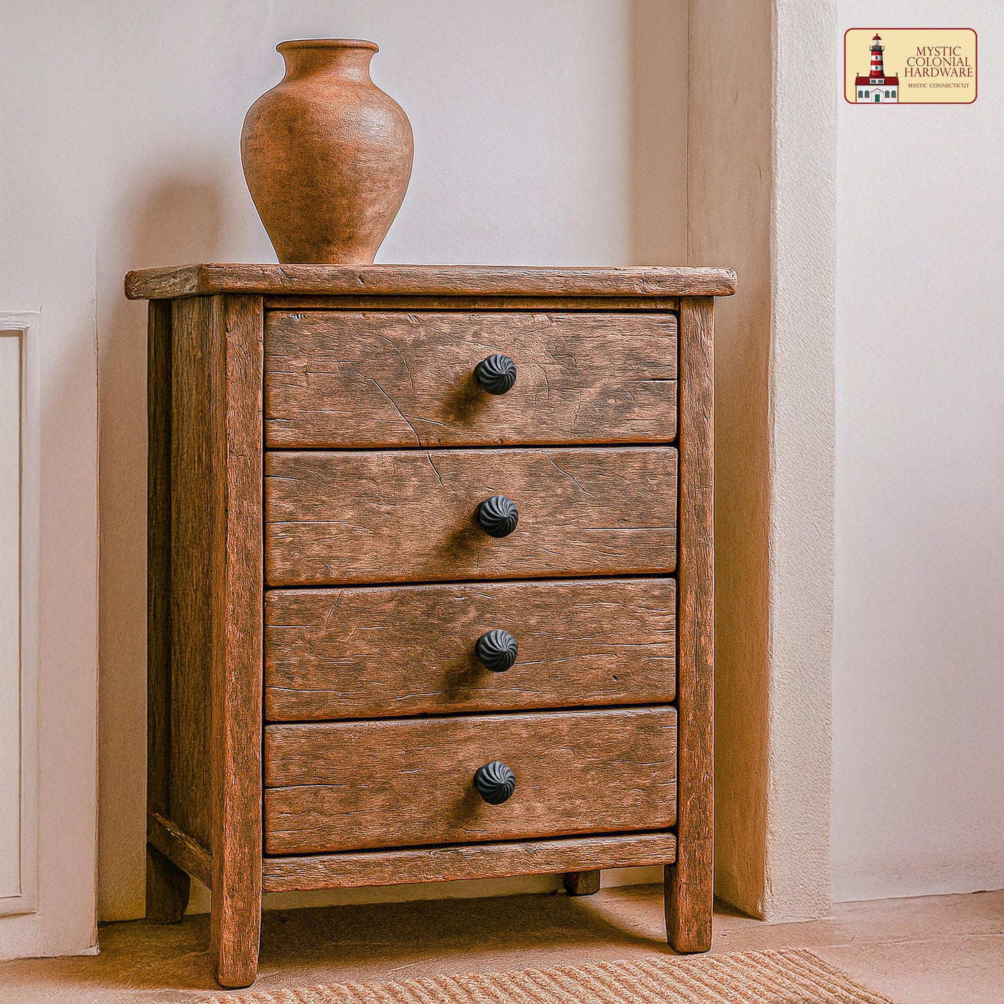 Hand Forged Iron Knob Set of 4 Pcs Solid CAST Iron Victorian, Colonial, Retro, Steampunck, Gothic, Baroque Medieval