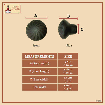 Hand Forged Iron Knob Set of 4 Pcs Solid CAST Iron Victorian, Colonial, Retro, Steampunck, Gothic, Baroque Medieval