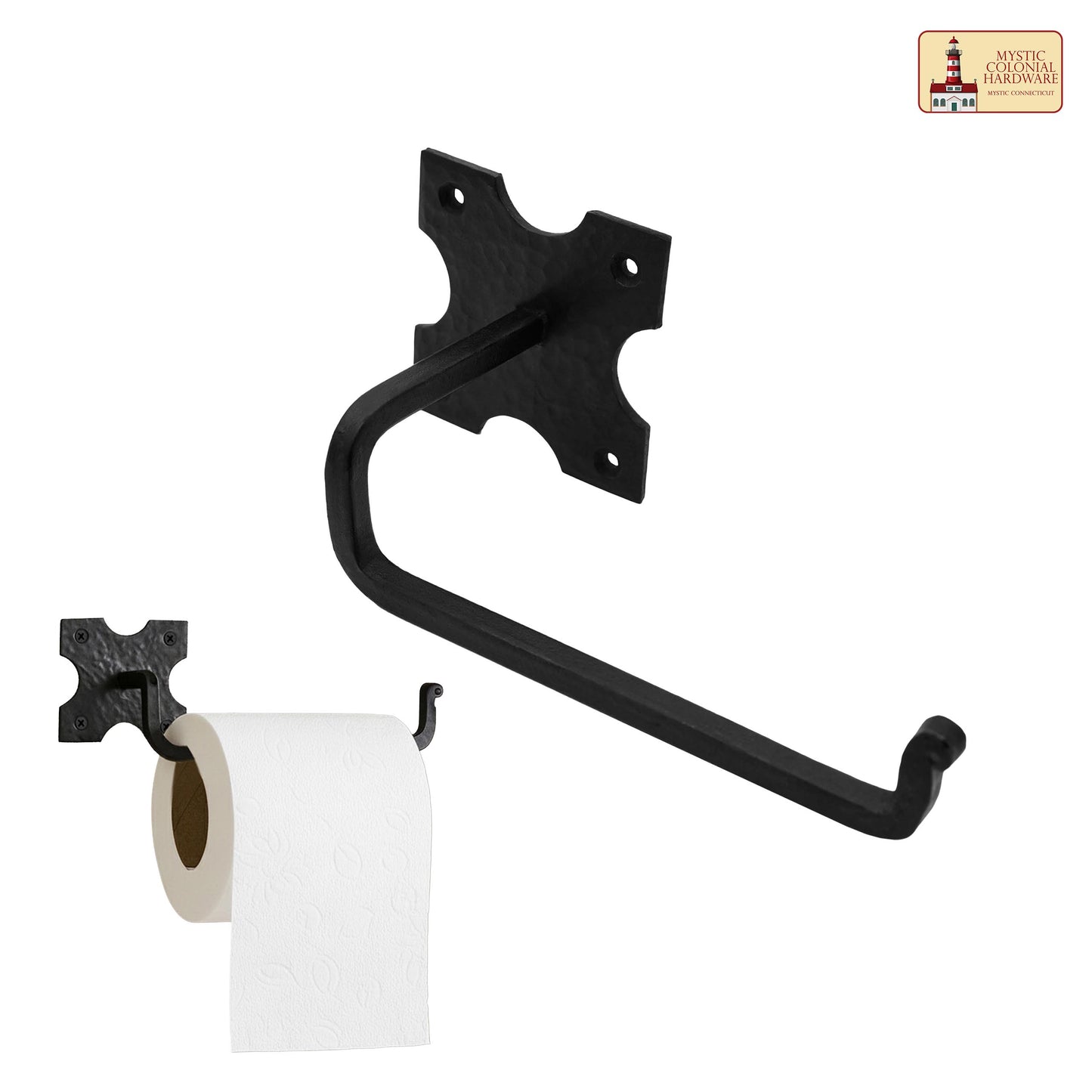 Rustic Hand Forged Iron Wall Mounting Toilet Paper Hanger: Ideal for Victorian, Colonial, Retro, Steampunk, Gothic, Baroque, and Medieval Bathroom Settings, (20.3x4.7) cm