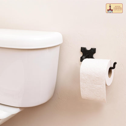 Rustic Hand Forged Iron Wall Mounting Toilet Paper Hanger: Ideal for Victorian, Colonial, Retro, Steampunk, Gothic, Baroque, and Medieval Bathroom Settings, (20.3x4.7) cm