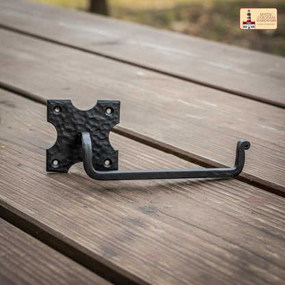 Rustic Hand Forged Iron Wall Mounting Toilet Paper Hanger: Ideal for Victorian, Colonial, Retro, Steampunk, Gothic, Baroque, and Medieval Bathroom Settings, (20.3x4.7) cm