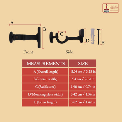 Adjustable Cast Iron Black Curtain Rod Bracket