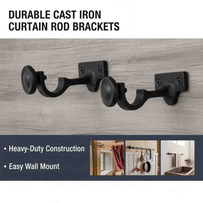 Adjustable Cast Iron Black Curtain Rod Bracket