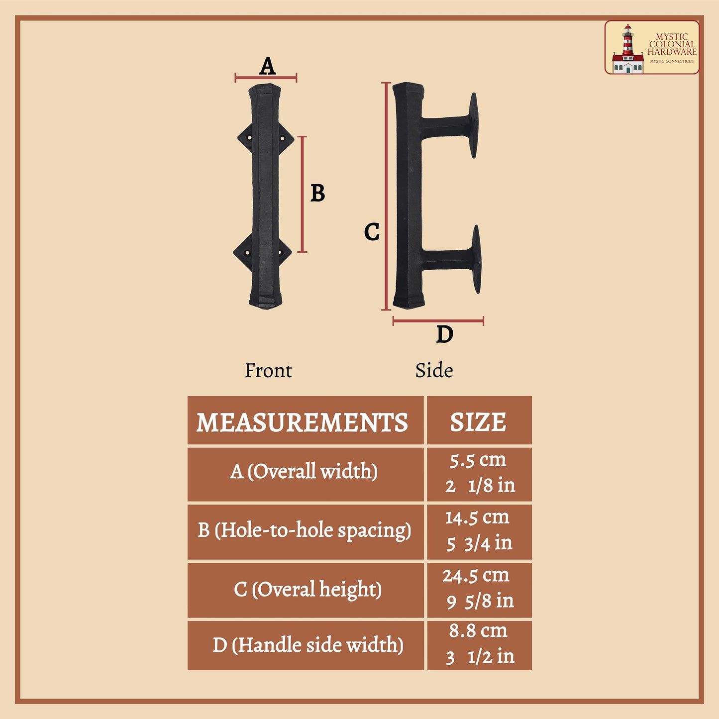 Medieval Style Castle Door Handle: Solid Hand Forged Iron