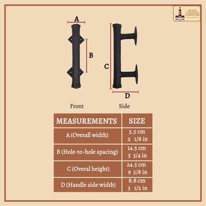 Medieval Style Castle Door Handle: Solid Hand Forged Iron