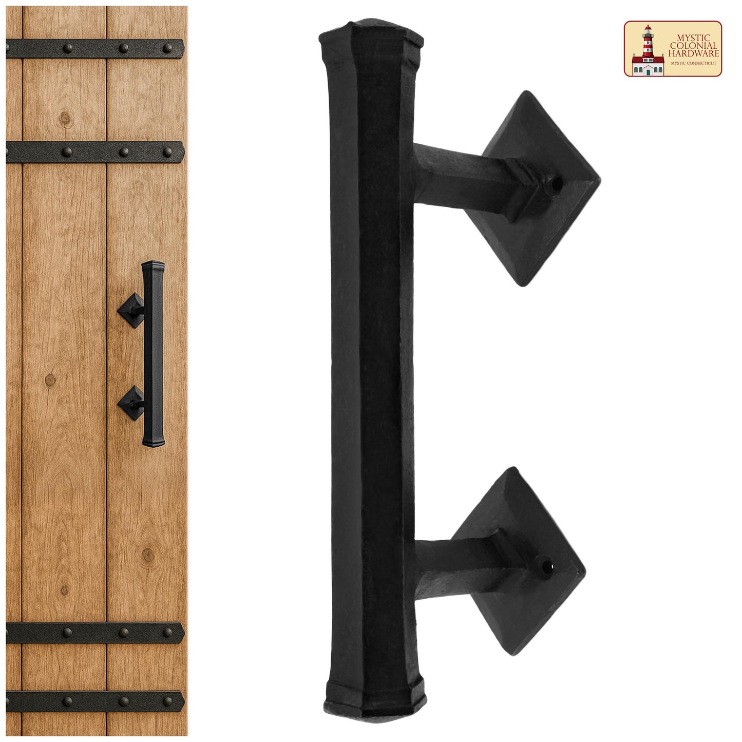 Medieval Style Castle Door Handle: Solid Hand Forged Iron