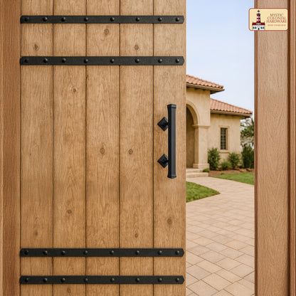 Medieval Style Castle Door Handle: Solid Hand Forged Iron