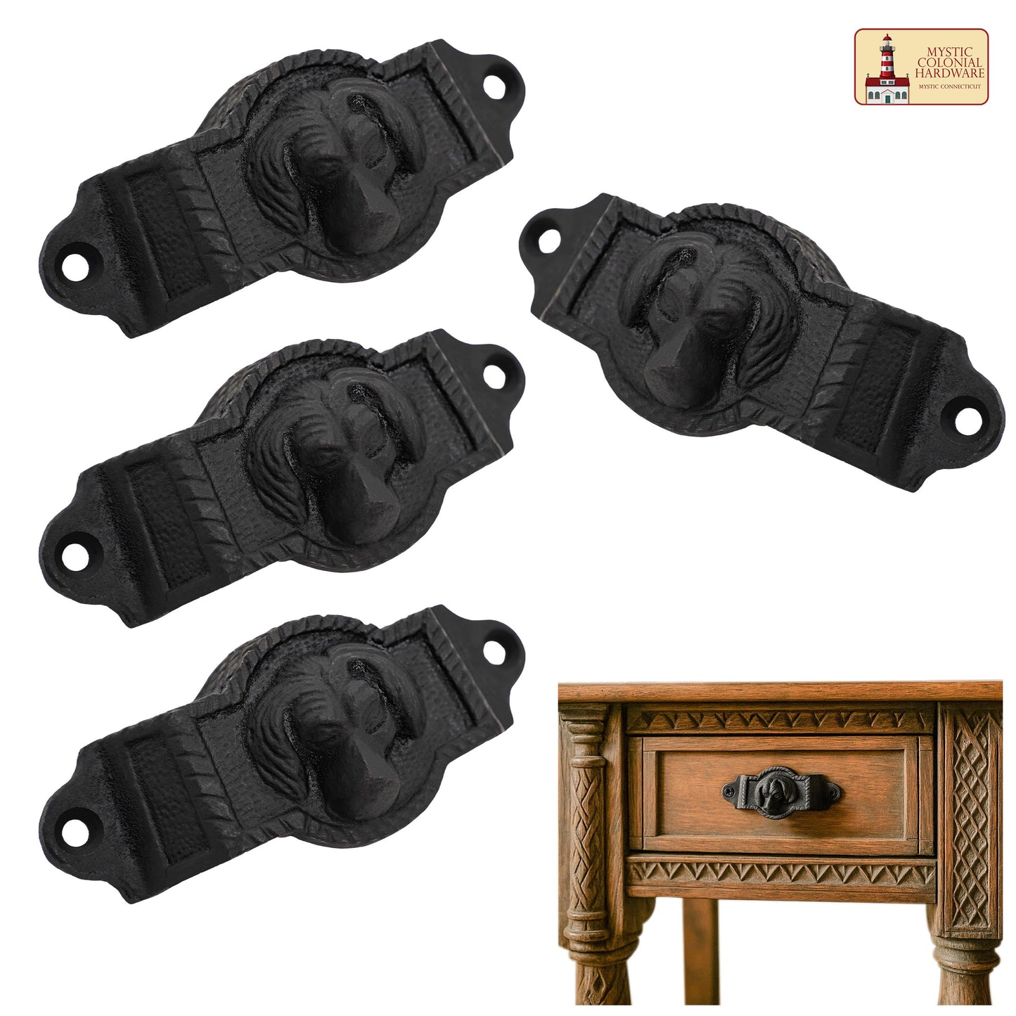 Pack 4 Drawer Pulls Flat Black Cabinet Cup Pulls Kitchen Hardware Cabinet Handles Matte Black Drawer Handles Pull