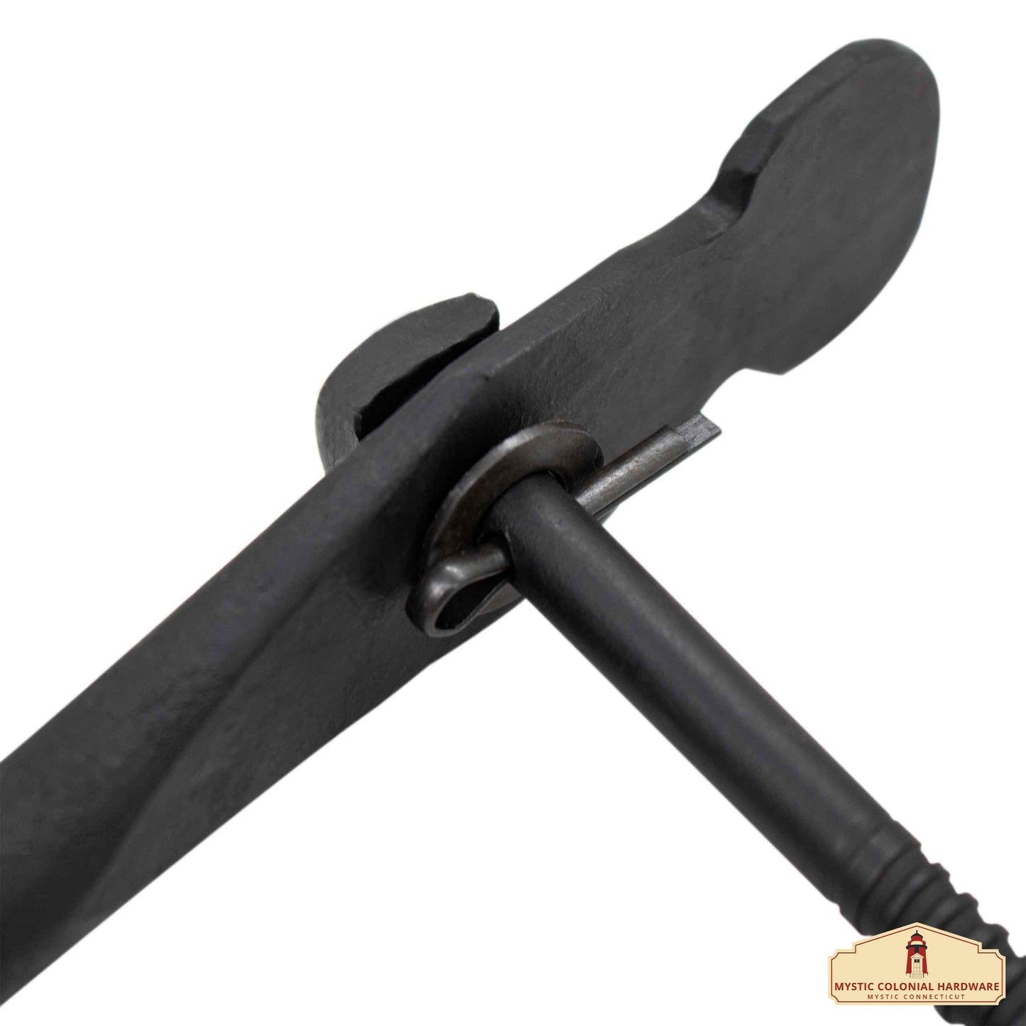 Black Shutter Dog Rat Tail Hand Forged Iron Oil Blackened Finish in Pair