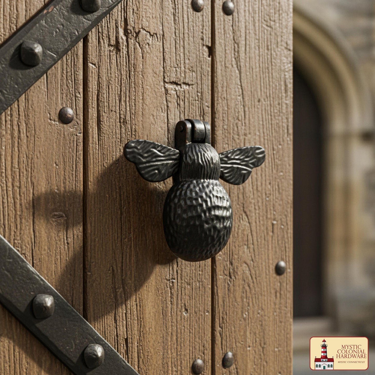 Rustic Cast Iron Bumblebee Door Knocker: Ideal for Victorian, Colonial, Retro, Steampunk, Gothic, Baroque, and Medieval Settings, (10.3×12.2) cm