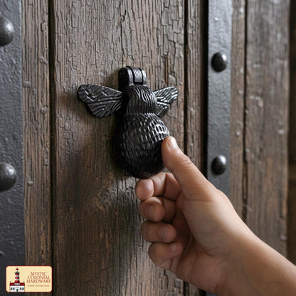 Rustic Cast Iron Bumblebee Door Knocker: Ideal for Victorian, Colonial, Retro, Steampunk, Gothic, Baroque, and Medieval Settings, (10.3×12.2) cm